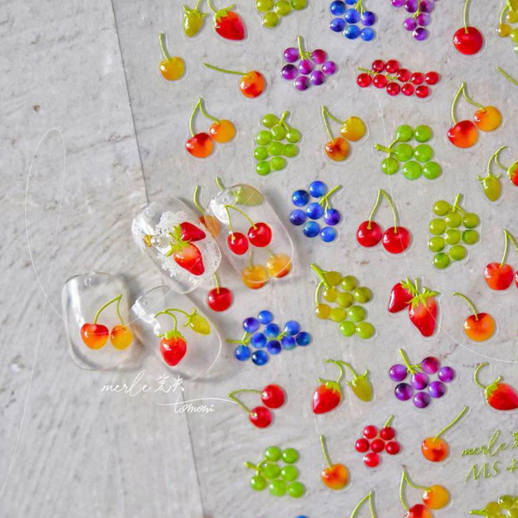 JellyPop Korean 3D -Fruit Nail Stickers, Fruit Nail Decals, Jelly-Style Nail Stickers, 3D Nail Stickers, Fruit Nail Charms, Nail Art, Nail Supplies, DIY Nails