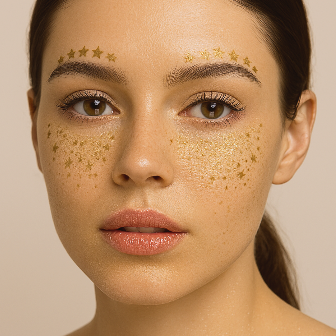 Stardust Veil - Golden Glitter Freckles for Face - Eyebrow and Cheeks - Pack of 1