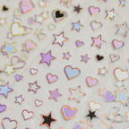 JellyPop Korean 3D - Heart And Star Nail Stickers With Rose Gold Laser Frame