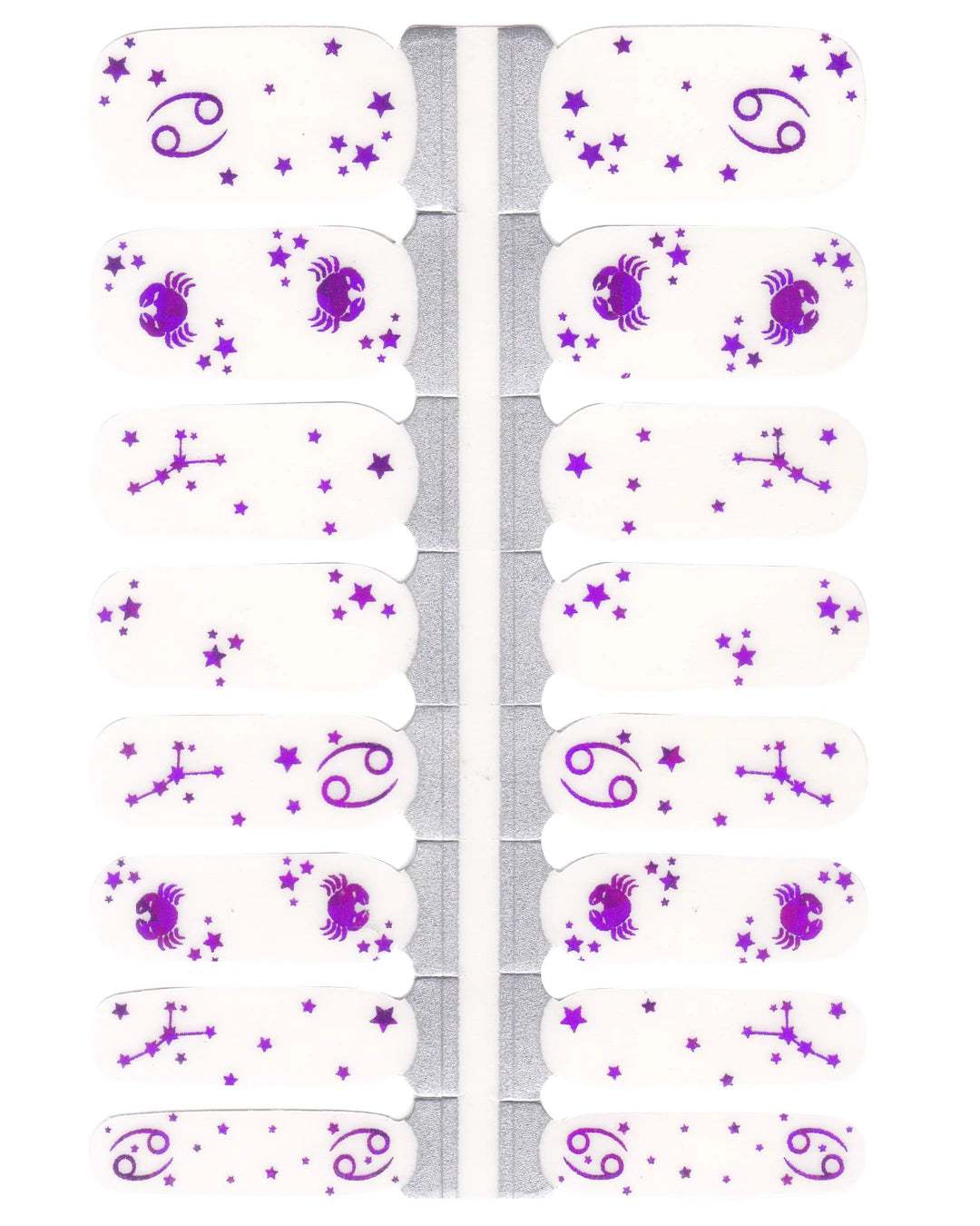 Purple zodiac nail wrap set.