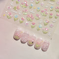 Pastel 3D flower nail art stickers.