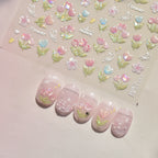 Pastel 3D flower nail art stickers.