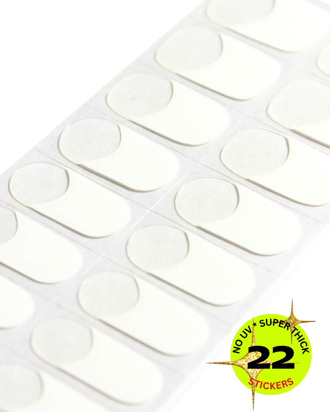 Sheet of oval-shaped stickers with a label indicating '22 stickers' on a white background