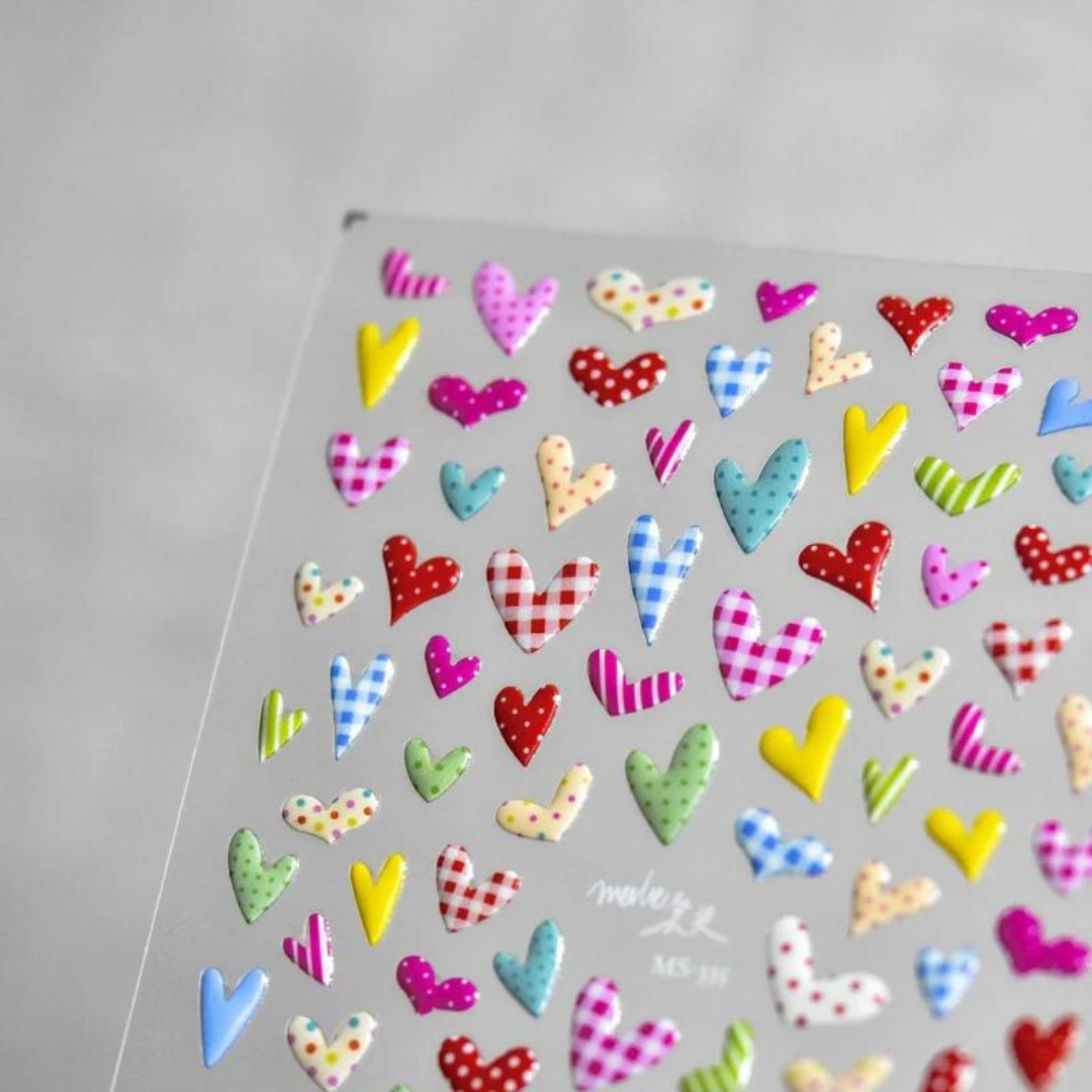 JellyPop Korean 3D - Kawaii Heart Nail Decals, Heart Nail Stickers, Jelly-Style Nails, Adhesive Nail Decals, Heart Nail Art, Nail Decal Art, DIY Nails