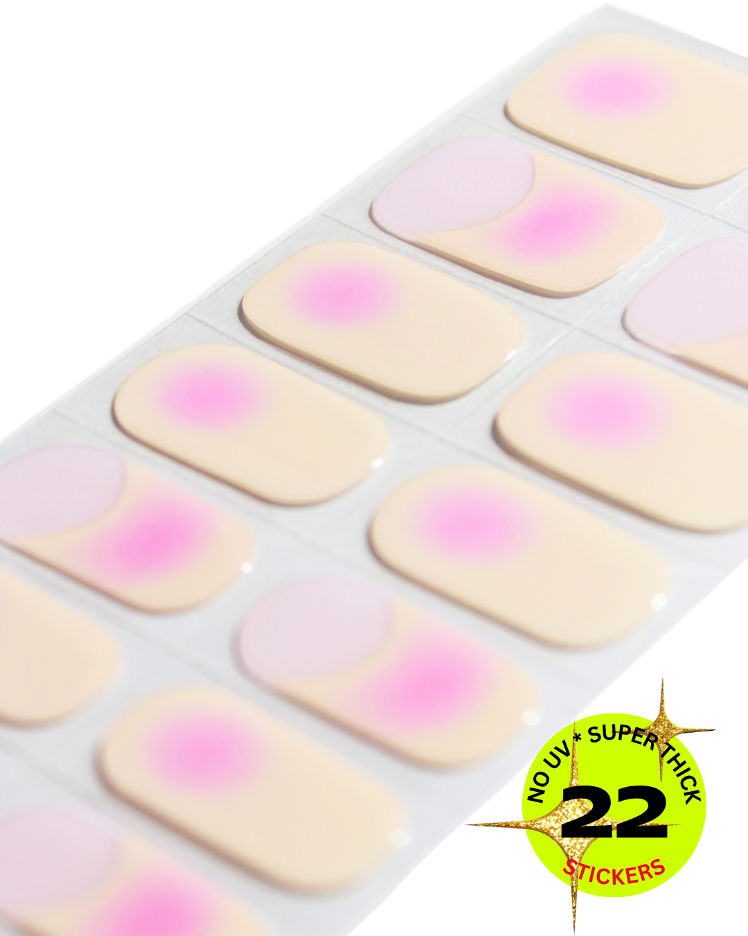 Sheet of pink and beige oval stickers with a label indicating '22 stickers' on a white background.