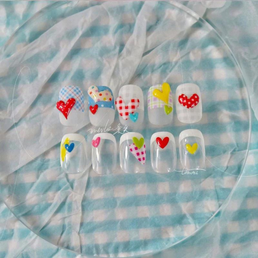 JellyPop Korean 3D - Kawaii Heart Nail Decals, Heart Nail Stickers, Jelly-Style Nails, Adhesive Nail Decals, Heart Nail Art, Nail Decal Art, DIY Nails