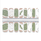 Abstract green nail wrap sheet with minimalist pattern design