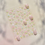 Sheet of decorative stickers with flowers on a clear background
