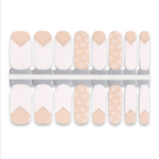 Set of light nude and white nail wraps featuring French tips and small floral patterns