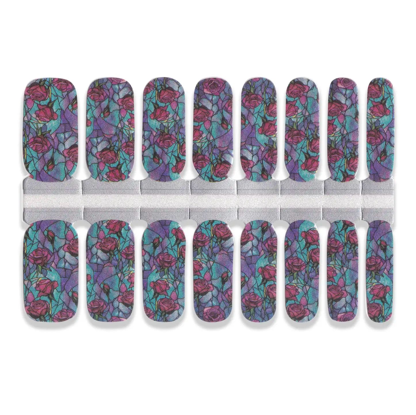 Set of floral nail wraps on a white background
