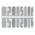 Set of nail wraps with floral design on a white background