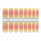 Set of gradient nail wraps with peach and yellow color transition on a white background