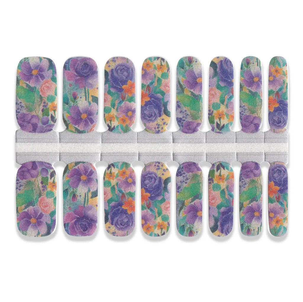 Set of floral nail wraps  on a white background.