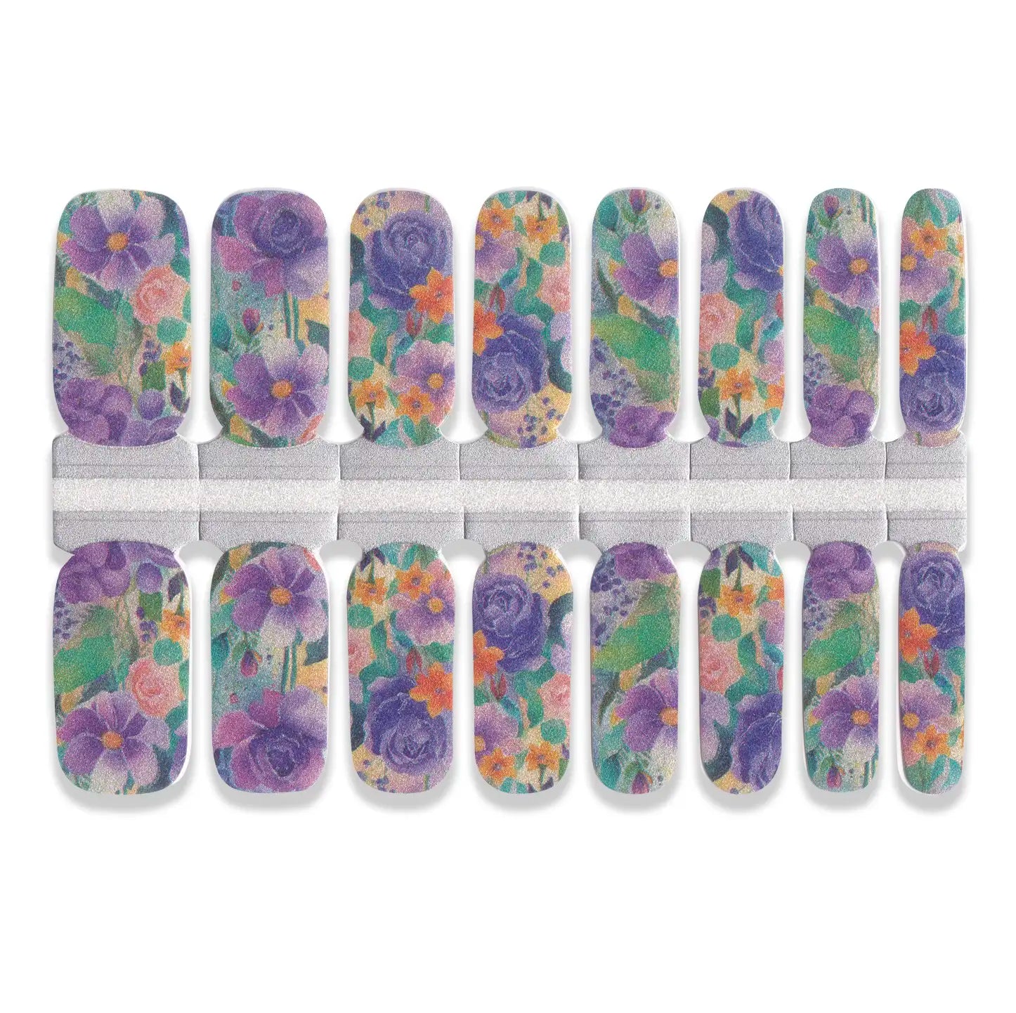 Set of floral nail wraps  on a white background.